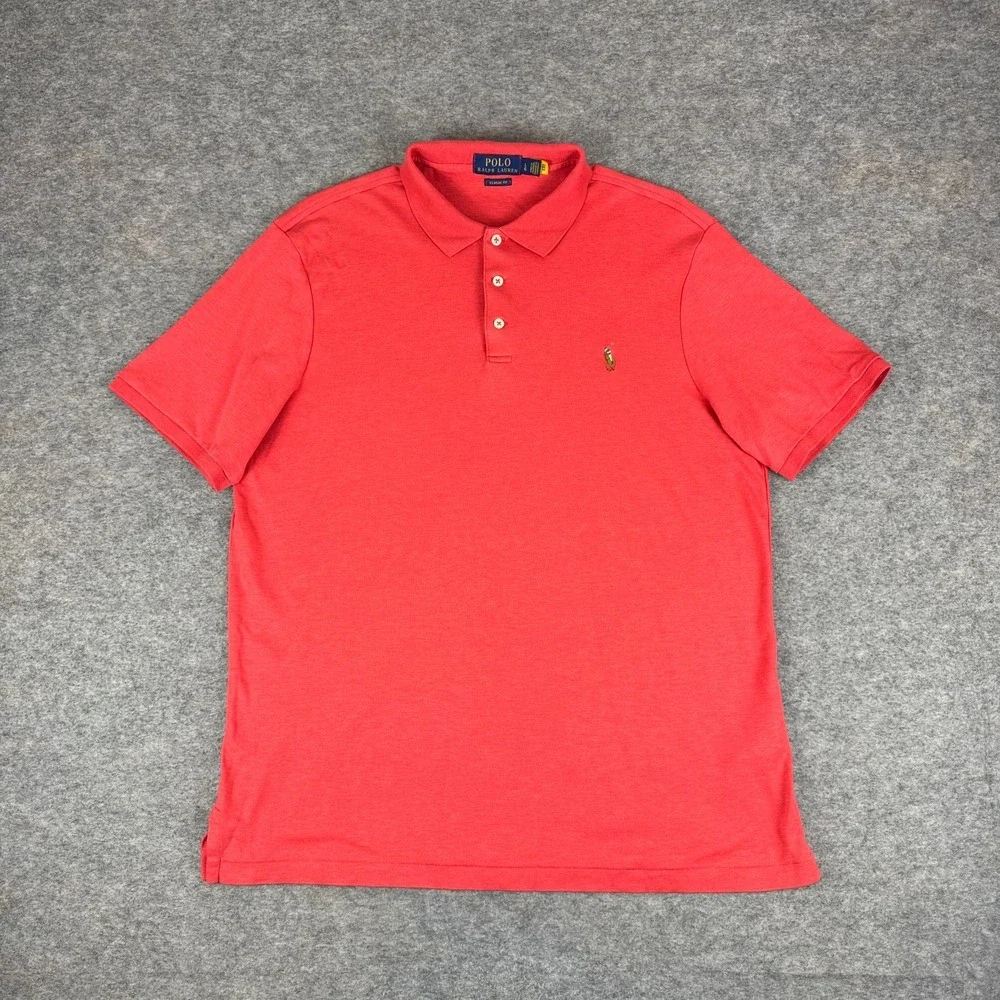 Polo Ralph Lauren Classic Fit Soft Polo Shirt Cotton Pink Mens Large L